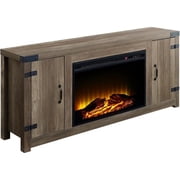 Acme Furniture Tobias Freestanding Electric Fireplace in Rustic Oak Finish