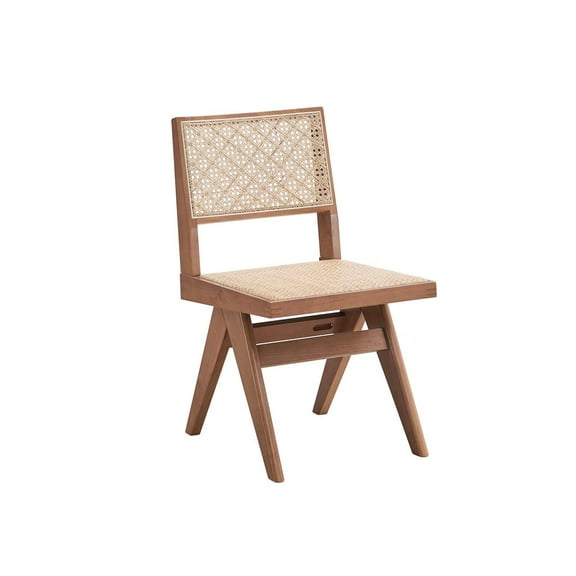 Acme Furniture Furniture Velentina 18" Rattan & Wood Side Chair in Natural (Set of 2)