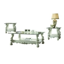 Versailles - End Table Bone White & Clear Glass