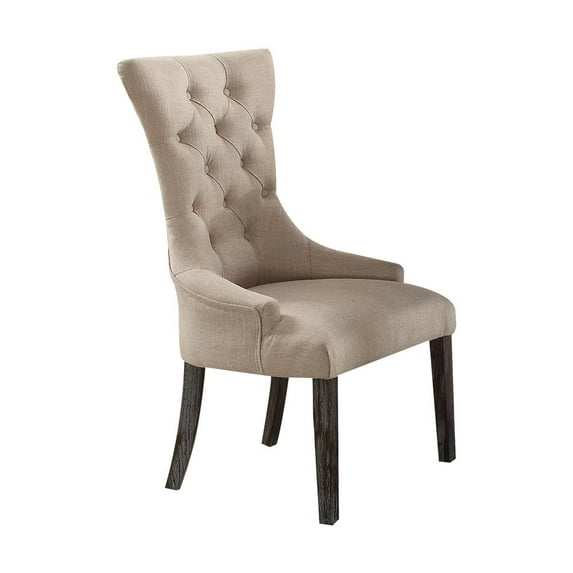 Acme Gerardo Side Chair (Set-2), Beige Linen & Weathered Espresso