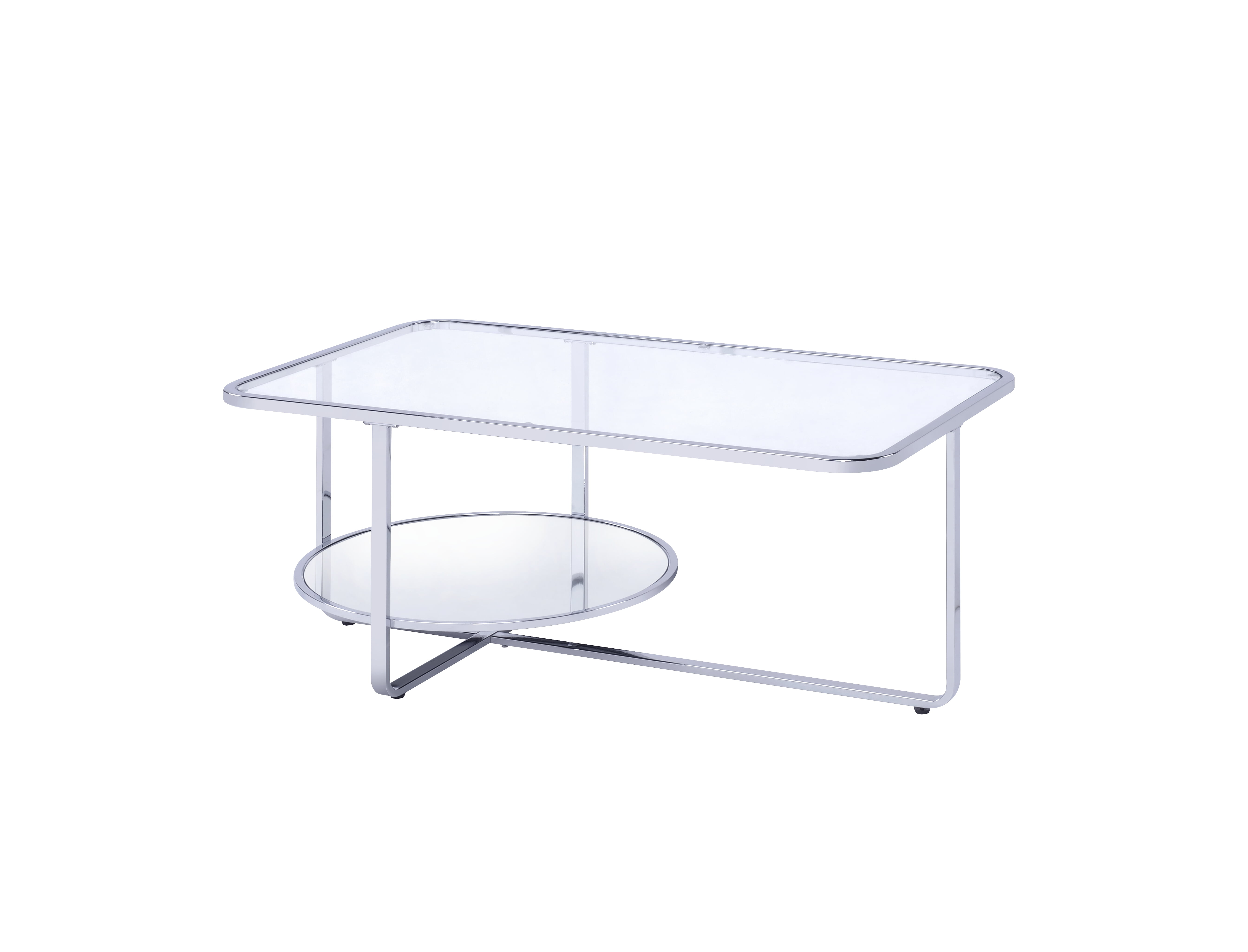 Acme Hollo Rectangular Coffee Table in Chrome & Glass