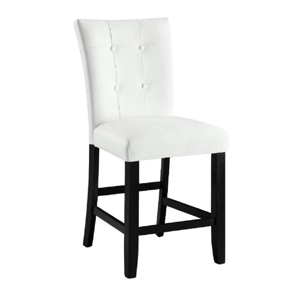 Acme Hussein Faux Leather Upholstered Counter Height Chair in White and Black Indoor Dining Chairs