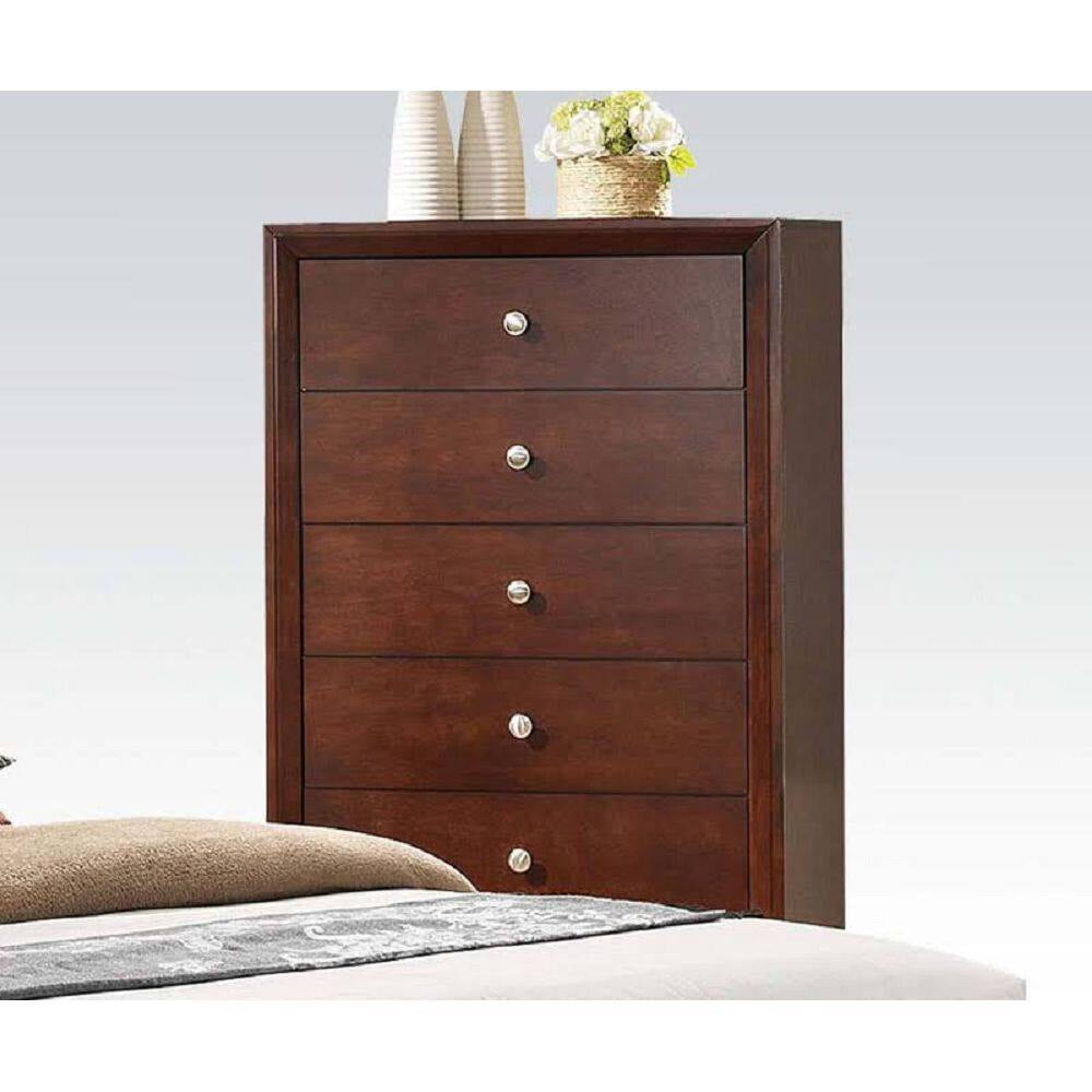 Cherry-Brown 5-Drawer Dresser with English Dovetail Construction