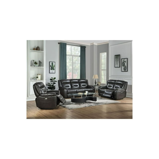 ACME Imogen Power Reclining Sofa in Gray Leather-Aire