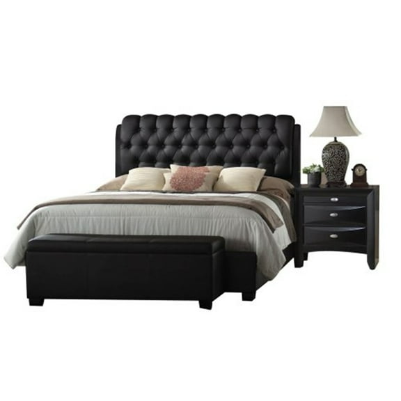 Acme Ireland II Eastern King Bed in Black PU, Multiple Sizes
