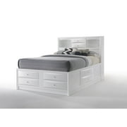 Acme Ireland Queen Bed with Storage in White Rubberwood