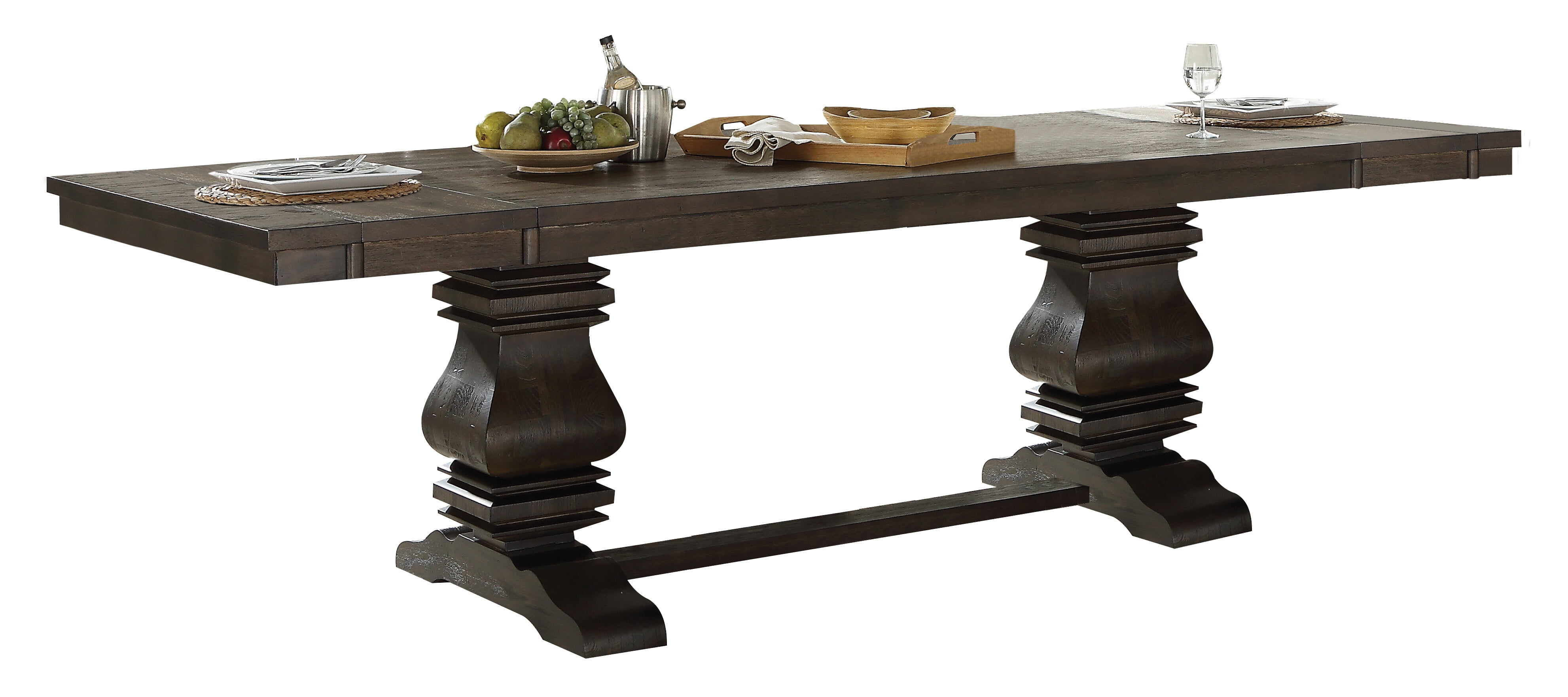 Espresso Wood Extendable Rectangular Dining Table