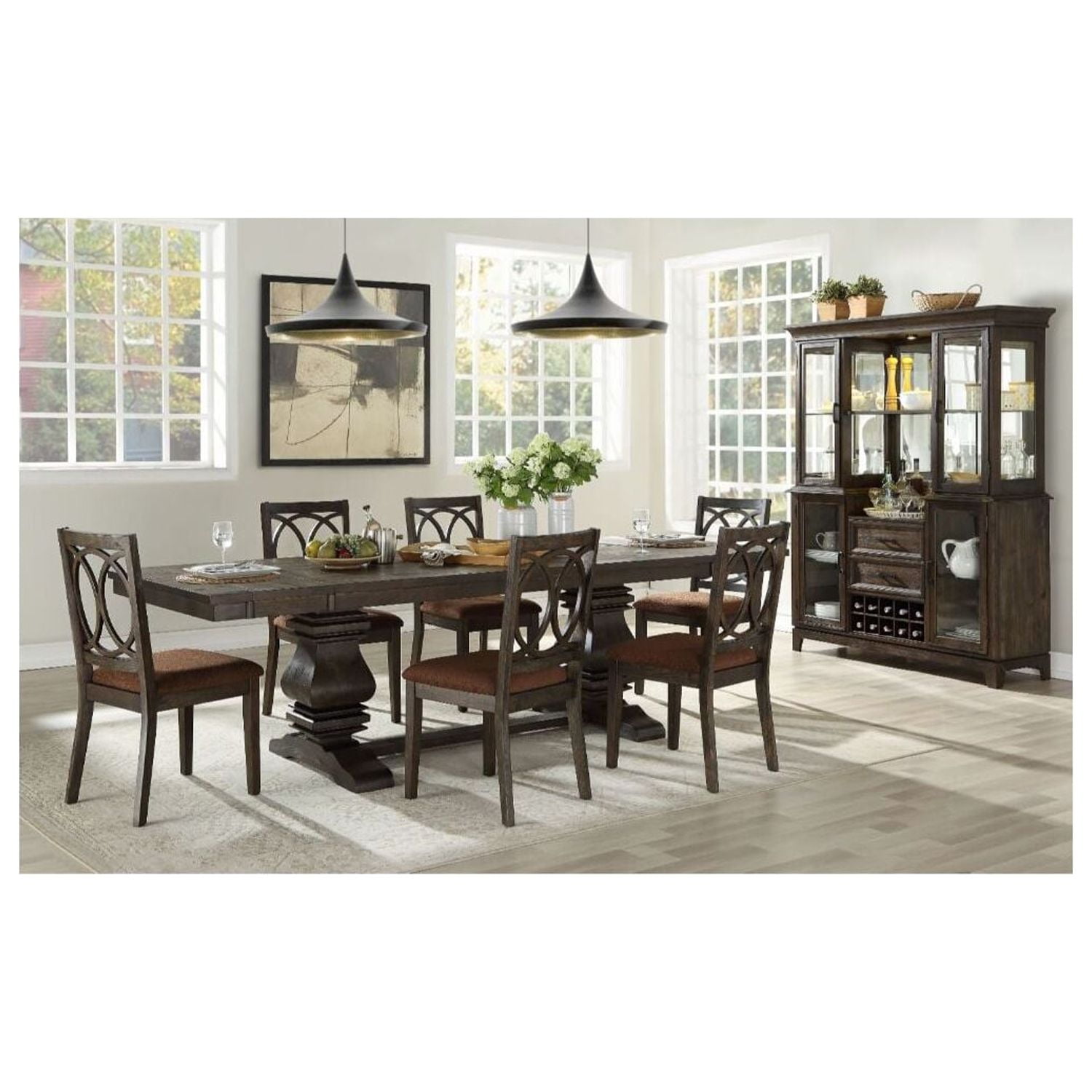 Espresso Wood Extendable Rectangular Dining Table
