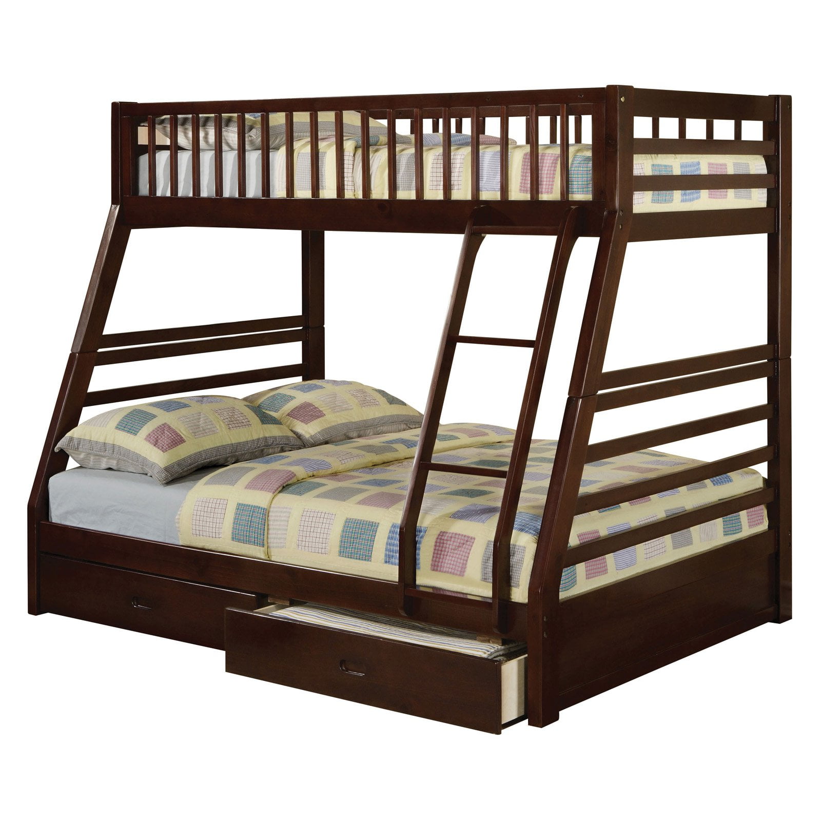 Acme Jason Twin over Full Bunk Bed with 2 Drawer in Espresso, Multiple