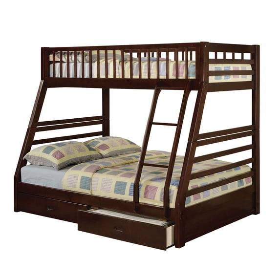 Acme Jason Twin over Full Bunk Bed with 2 Drawer in Espresso, Multiple Colors