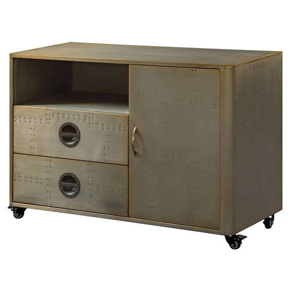 Acme Jennavieve Cabinet with 2 Storage Drawers in Gold Aluminum