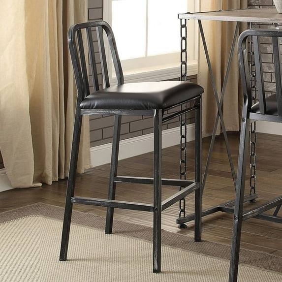 Acme Jodie Black Wood/Metal/Faux-leather 2-chair Bar Set