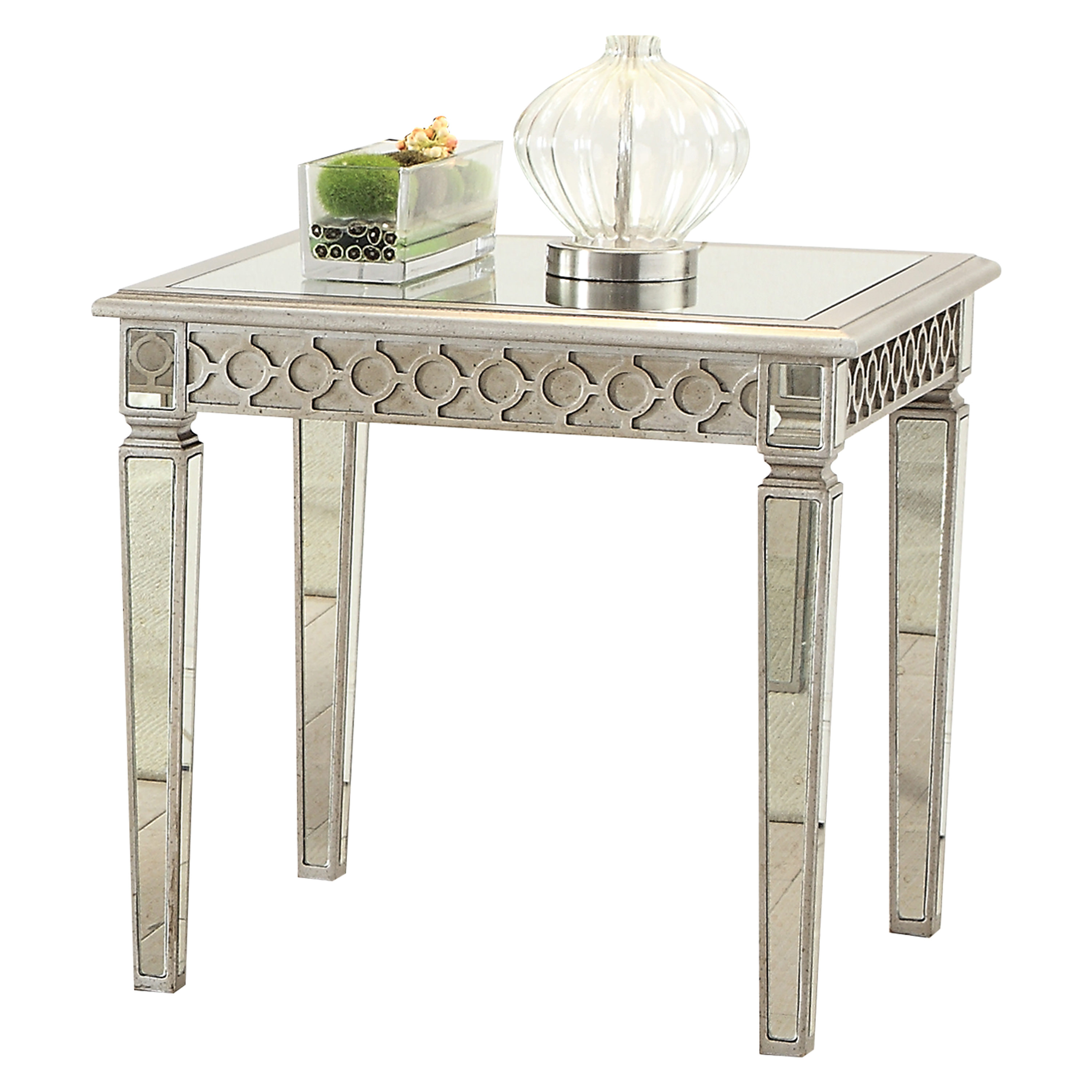Acme Kacela Square Mirrored End Table in Champagne - image 1 of 2