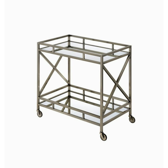 Acme Kristensen Serving Cart, Antique Gold & Mirror