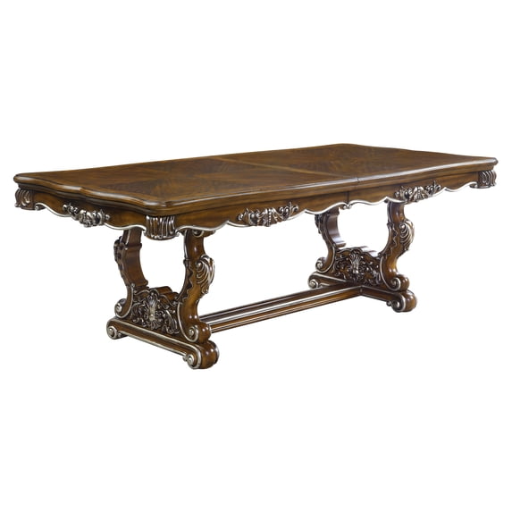 Acme Latisha Trestle Dining Table with Leaf in Antique Oak Indoor