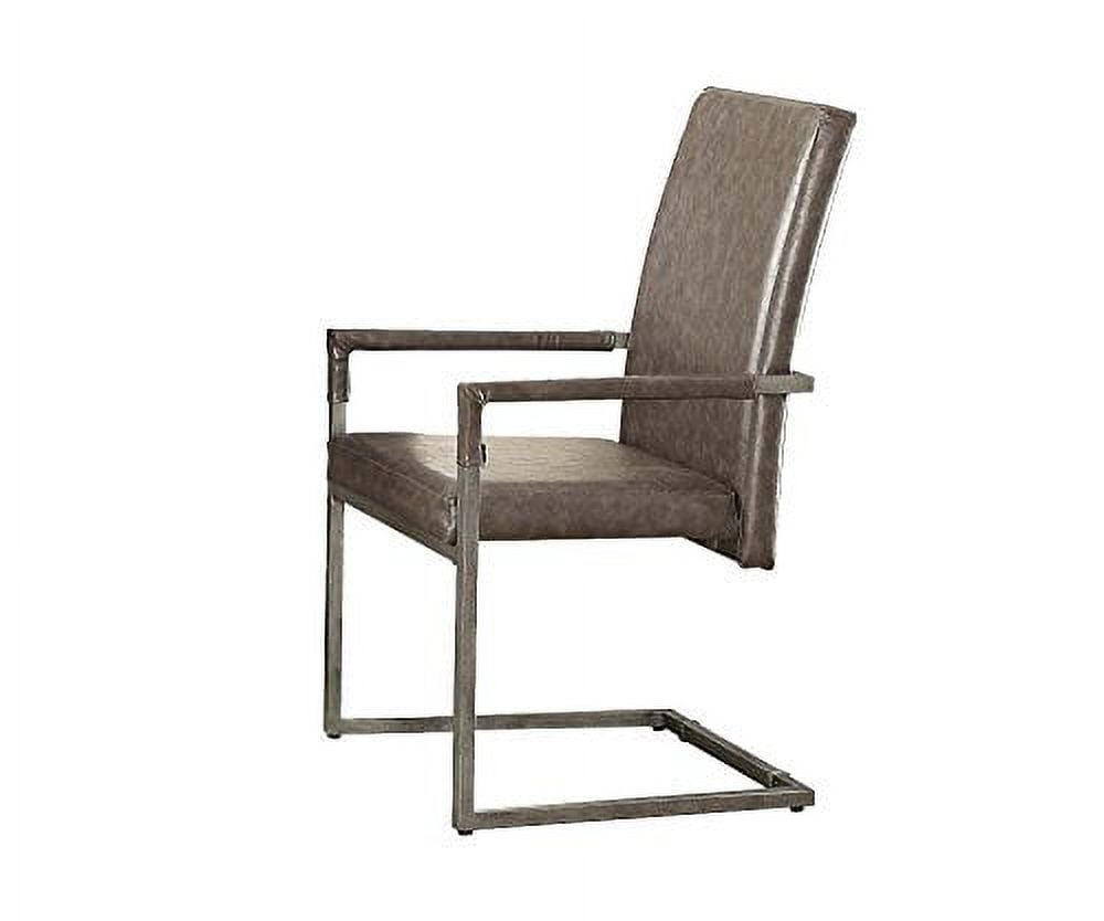 Vintage Gray Faux Leather and Metal Arm Chair Set