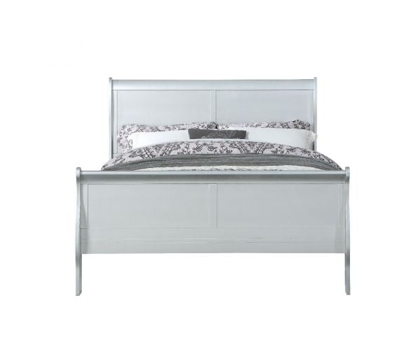 Platinum Full Wood Frame Sleigh Bed with Drawers