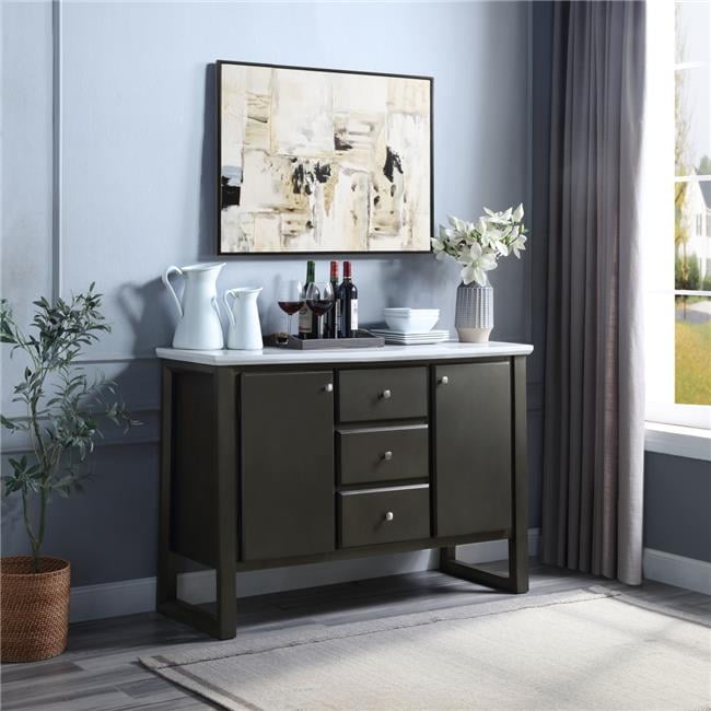 Madan 54" Gray Oak and Marble Top Server