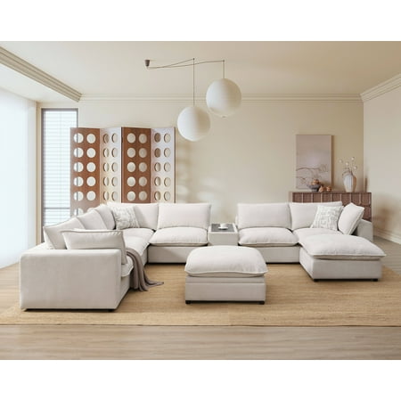Acme Marisa Modular Ottoman with Storage in Beige Boucle