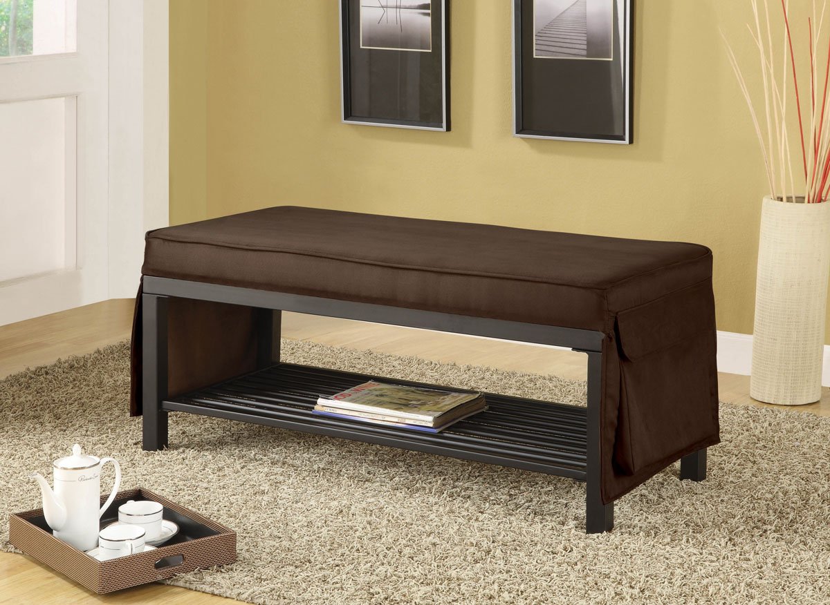 Mahle Bench Acme Mazel Metal Bench, Chocolate Fabric Finish - Walmart.com