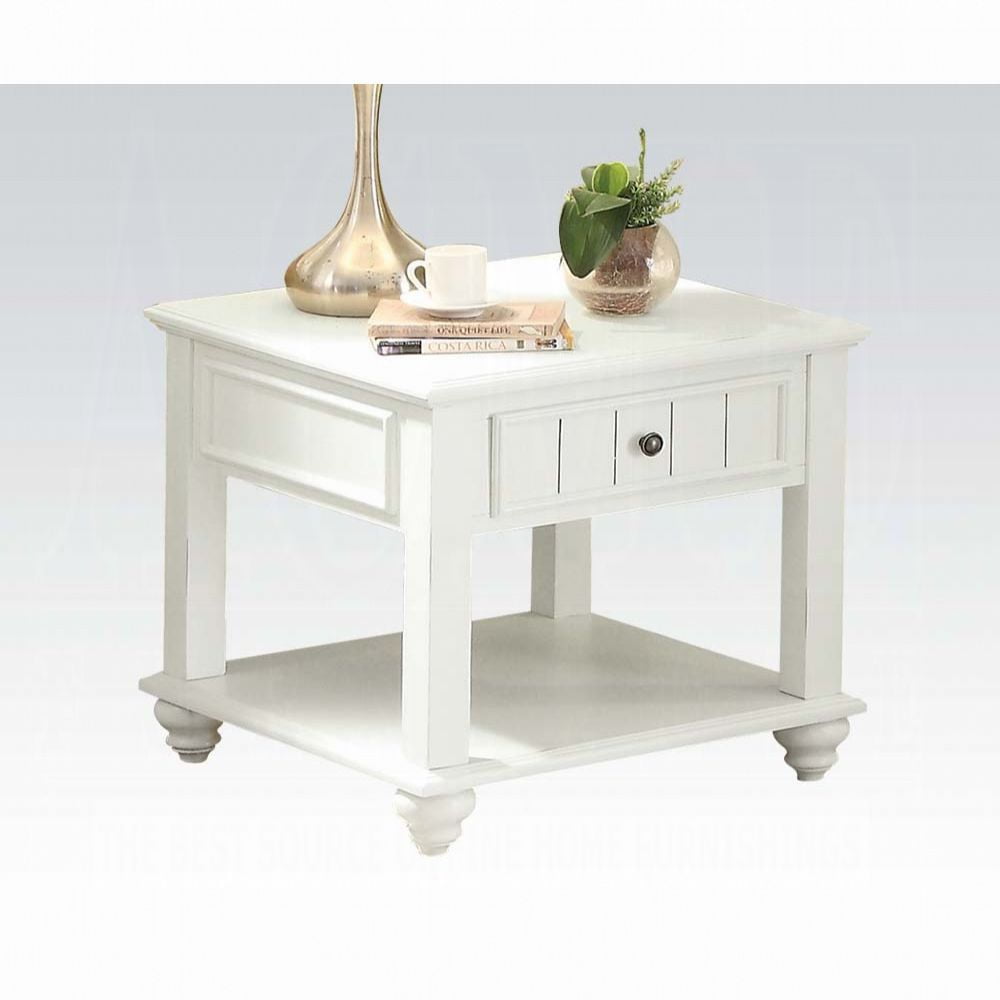 Natesa White Washed 24-Inch Poplar Wood End Table with Storage