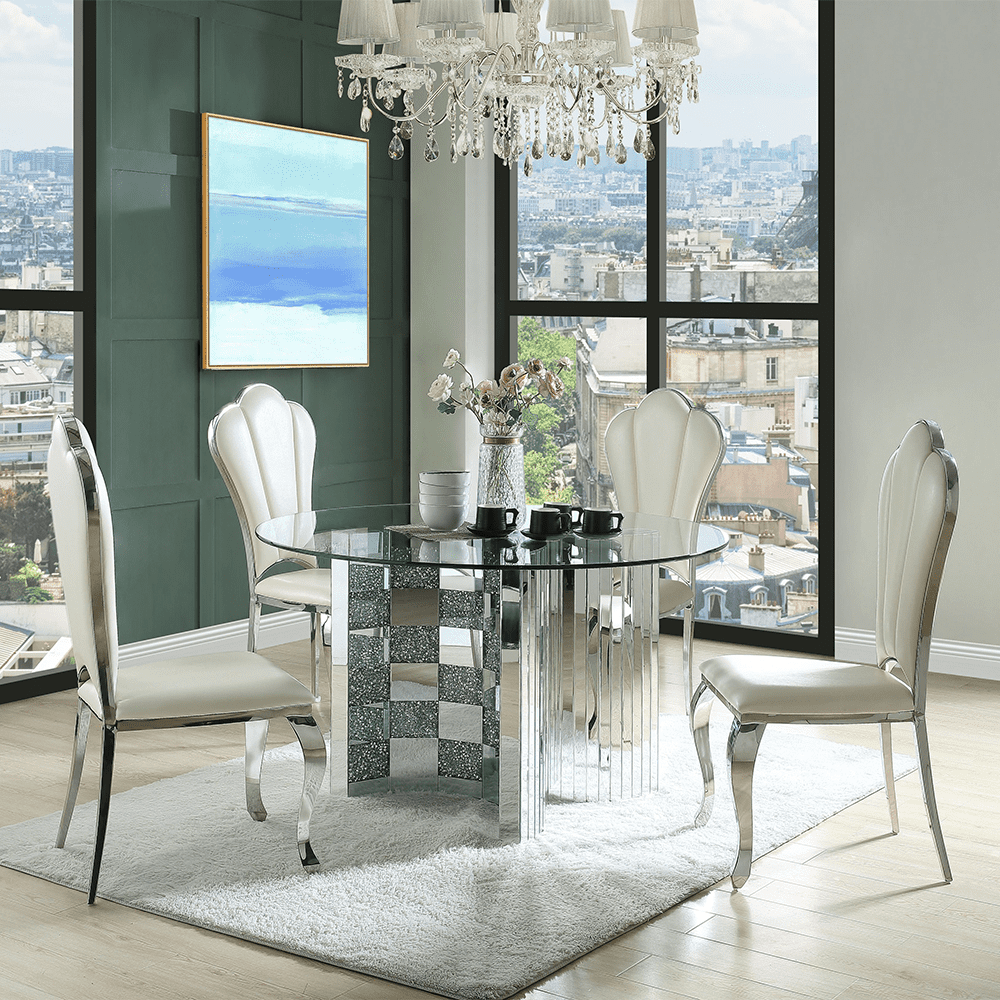 Acme noralie dining table mirrored discount