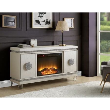 Fireplace, Ivory PU & Faux Diamonds