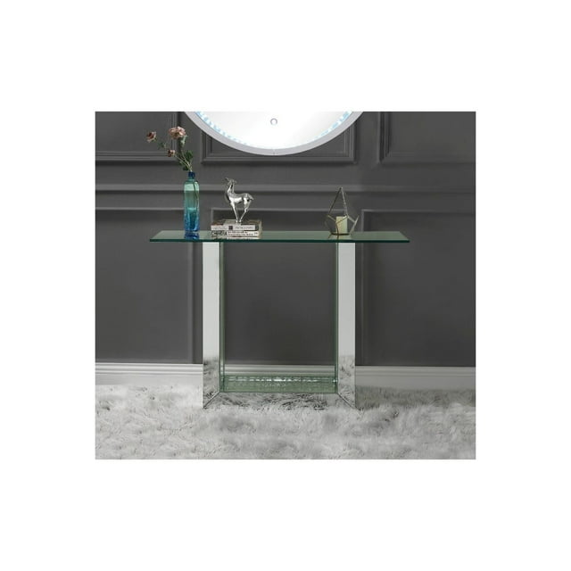 Acme Nysa Console Table in Mirrored & Faux Crystals