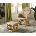 thumbnail image 1 of Acme  Rehan Glider Chair & Ottoman with Taupe Microfiber Natural Oak - 2 Piece, 1 of 1