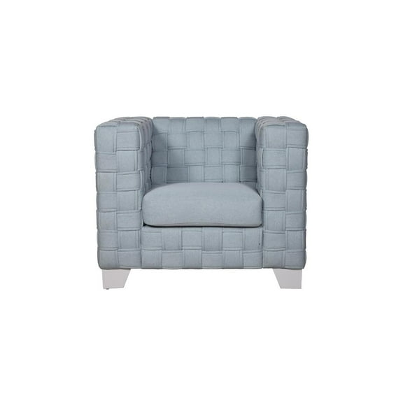 Acme Furniture Saree Chair, Light Teal Chenille & White Finish