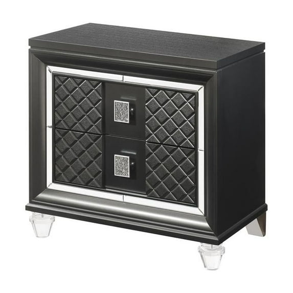 Acme Sawyer 2-Drawer Wooden Nightstand in Metallic Gray