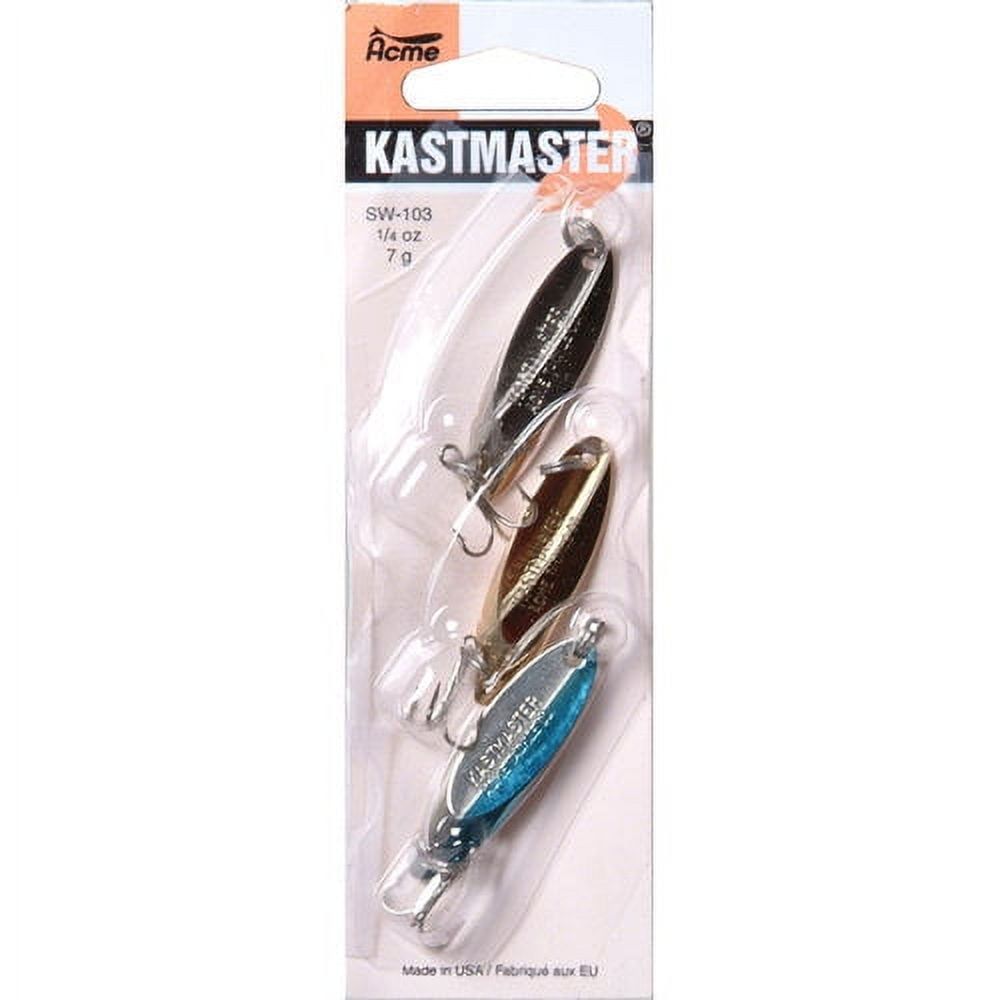 Acme Tackle Kastmaster Fishing Lure Spoons 3PK 1/4 oz. Chrome, Gold, Neon  Blue 