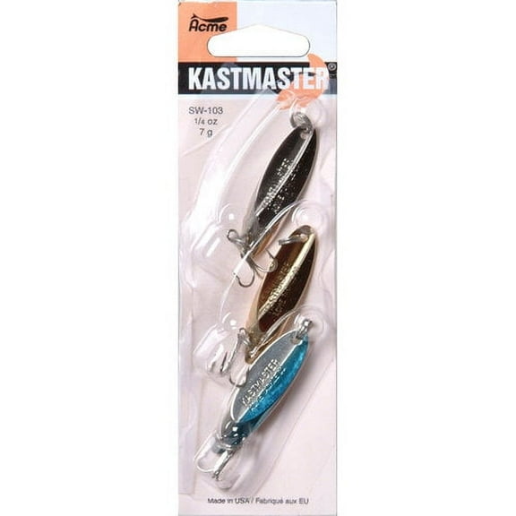 Acme Tackle Kastmaster Fishing Lure Spoons 3PK 1/4 oz. Chrome, Gold, Neon Blue