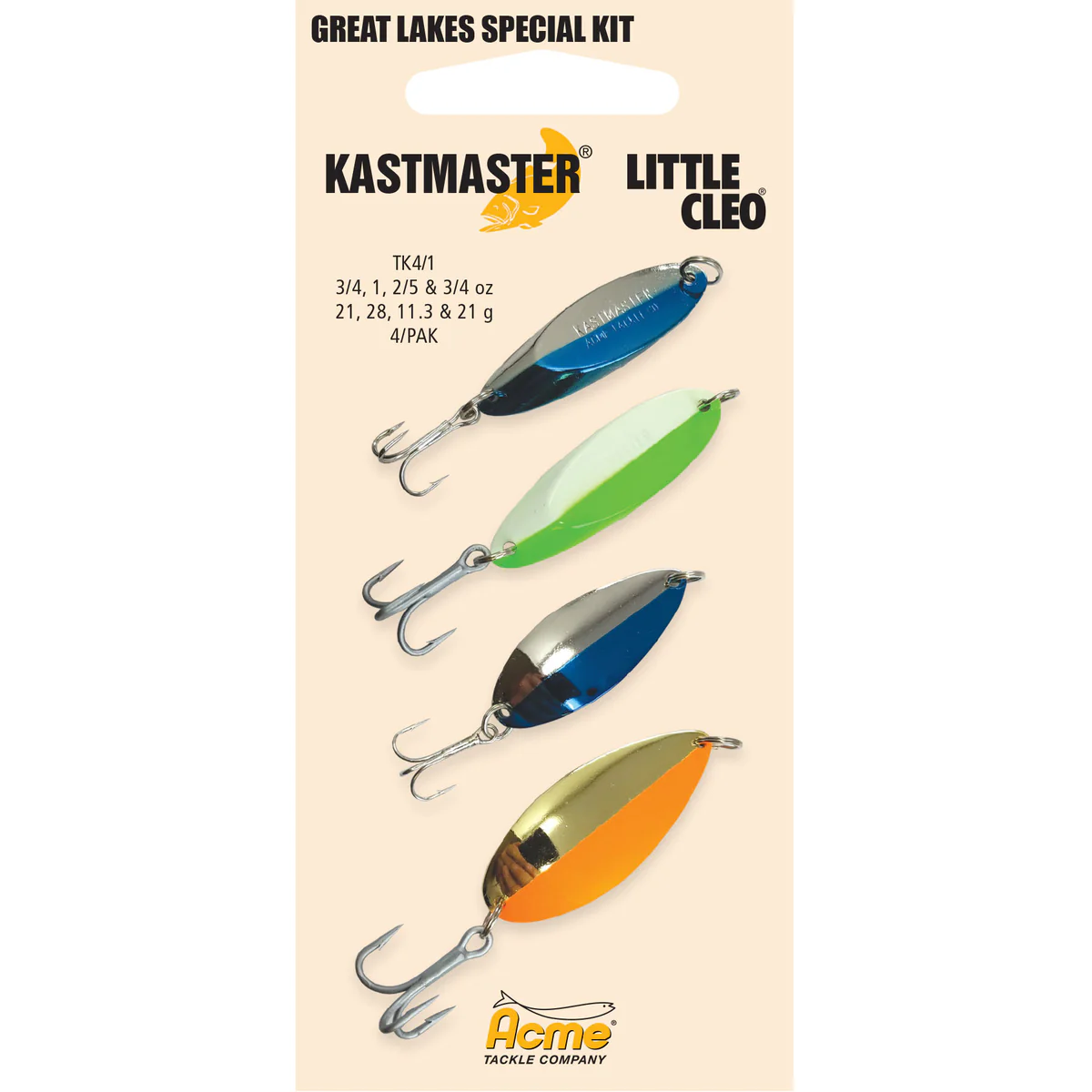 Acme Tackle Kastmaster Fishing Spoon Combo Kit Great Lakes Special 3/8 oz 3 Pack