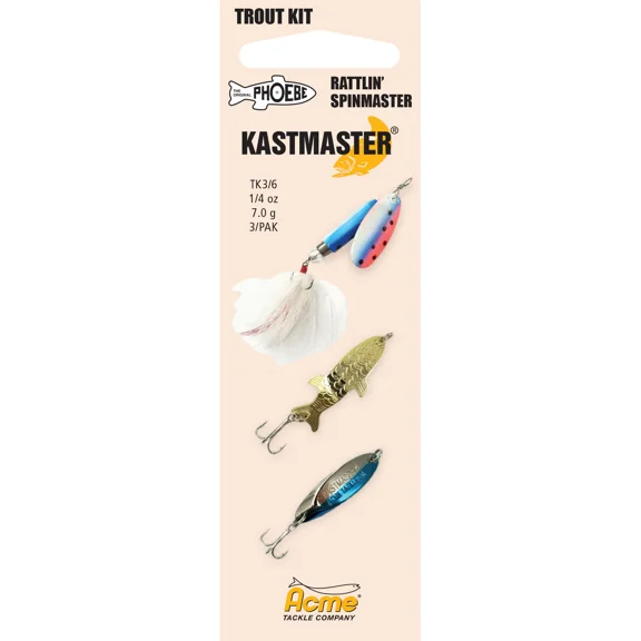 Acme Tackle Kastmaster Fishing Spoon Phoebe Spinner Kit, 1/4 oz. Assortment 3 Pack