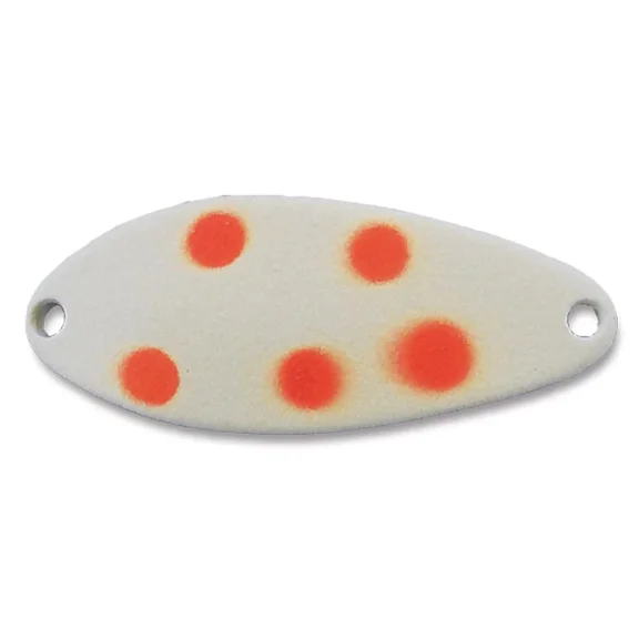 Acme Tackle Little Cleo Fishing Spoon Glow with Flo Orange Dots 2/5 oz.