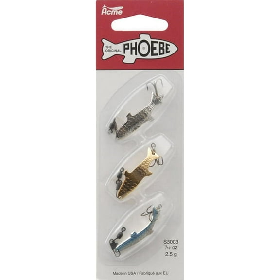 Acme Tackle Phoebe, Fishing Lure Spoon Kit, 3 Pack, 1/12 oz., Assortment