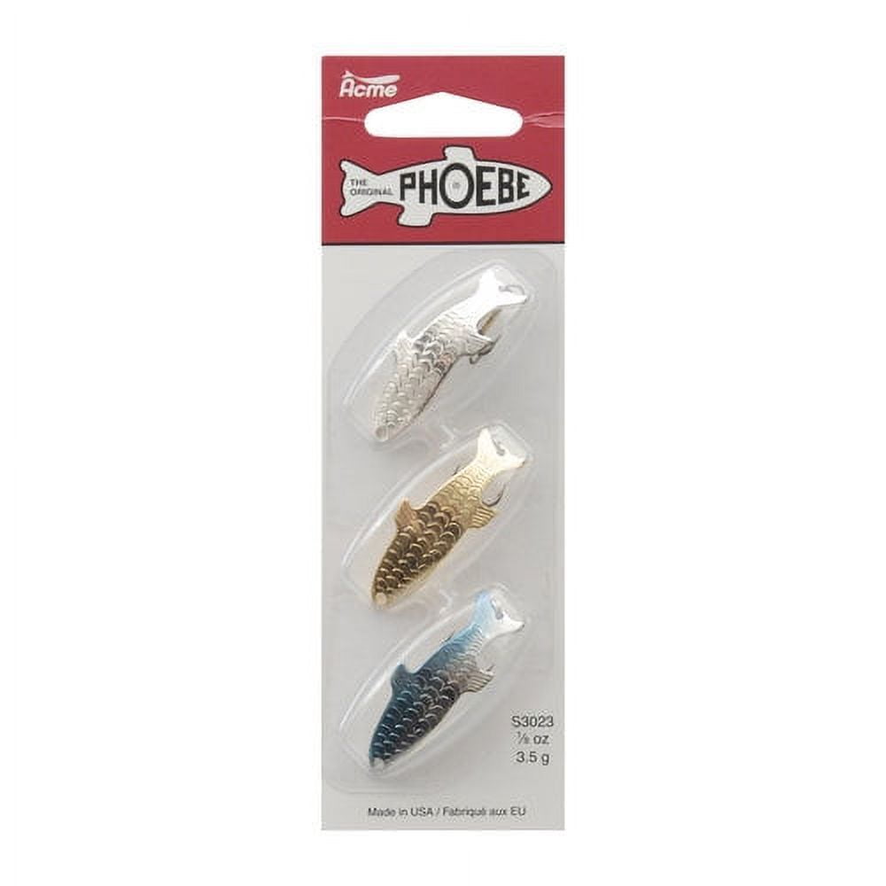 Acme Tackle Phoebe Fishing Lure Spoons 3PK 1/8 oz. Silver, Gold, Neon Blue