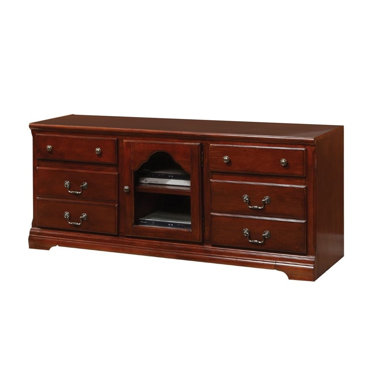 Hercules Cherry Wood TV Stand with Glass Doors
