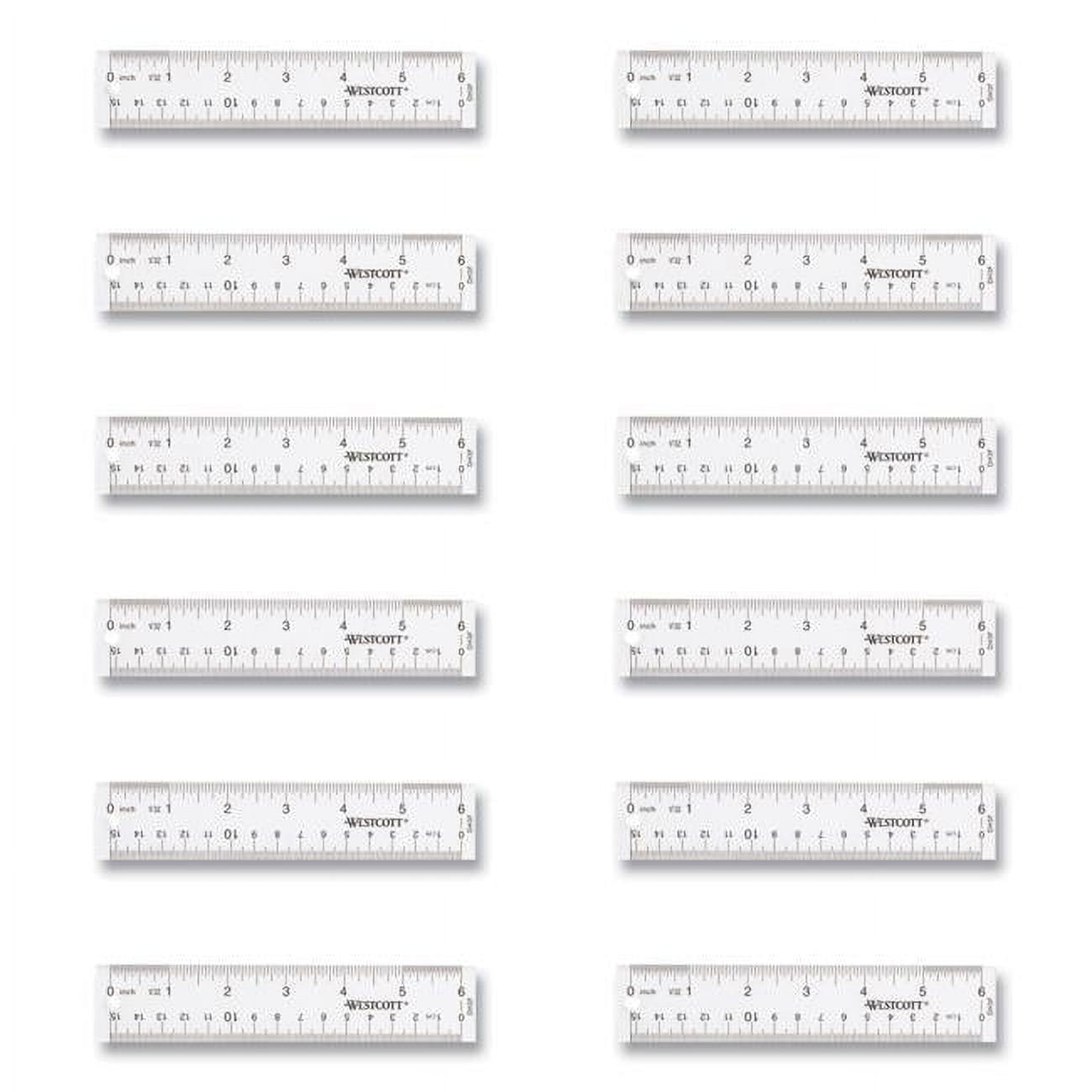 Acme United 17723 6 in. Standard & Metric Clear Flexible Acrylic Ruler, Clear - Box of 12