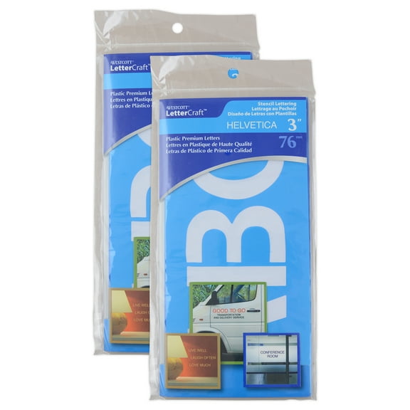 Westcott LetterCraft Reusable Plastic Stencils, Full Alphabet, Helvetica Font, 3-Inch, 10 Per Pack, 2 Packs