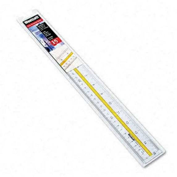 Acme United Highlighting Data Beveled Plastic Ruler 15 Clear/Yellow Panel