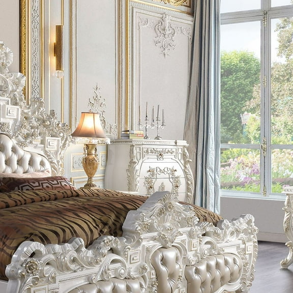 Acme Vanaheim Nightstand, Antique White Finish