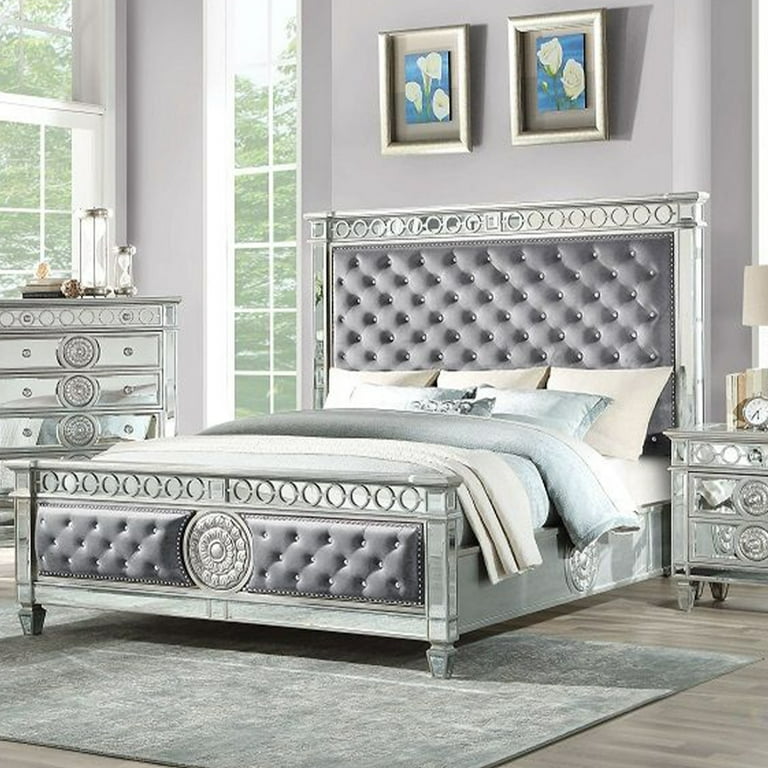 Mirrored bed frame queen discount