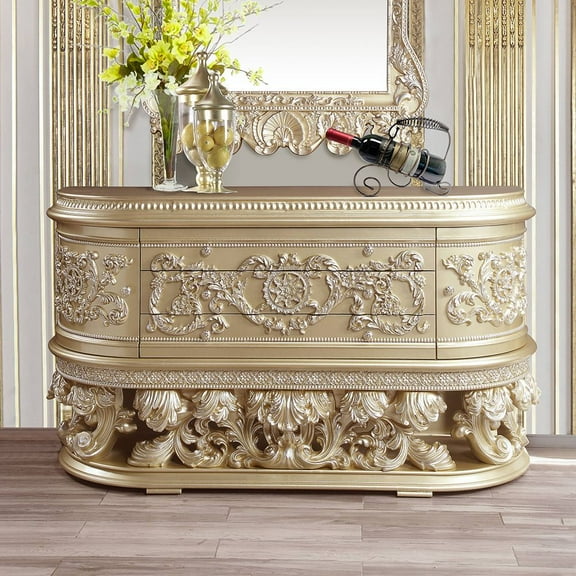 Acme Vatican Server, Champagne Silver FinishResin, Composite WoodChampagne Silver Finish