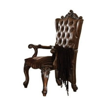 ACME Versailles Arm Chair (Set-2) in Two Tone Light Brown Synthetic & Cherry Oak
