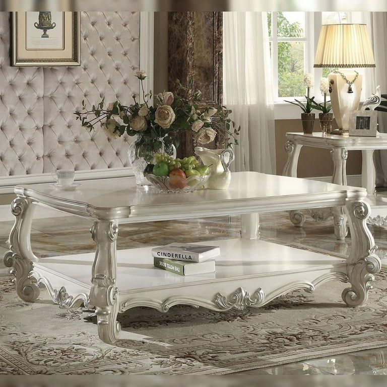 ACME Furniture Versailles Coffee Table Bone White Wood with