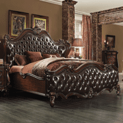 Acme Versailles California King Bed, 2-Tone Dark Brown PU & Cherry Oak (1Set/3Ctn)