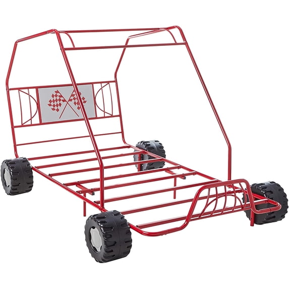 Acme Xander Go-Kart Metal Tube Car Bed, Twin, with Slat System, Multiple Finishes