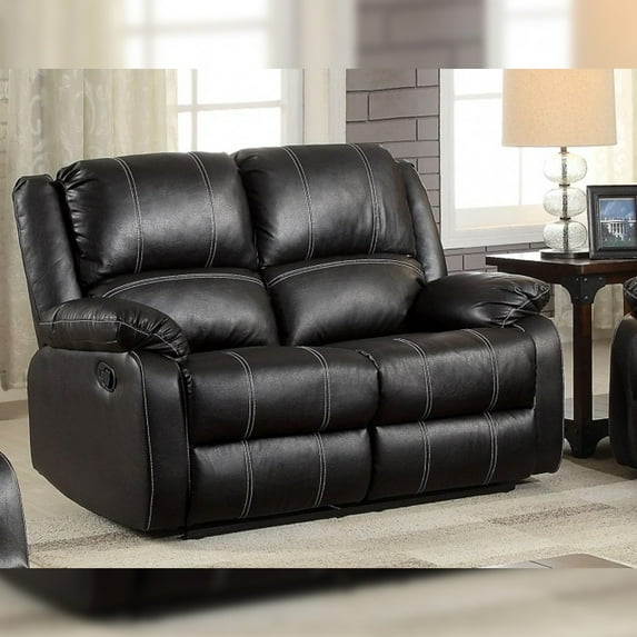 Acme Zuriel Faux Leather Motion Reclining Loveseat in Black